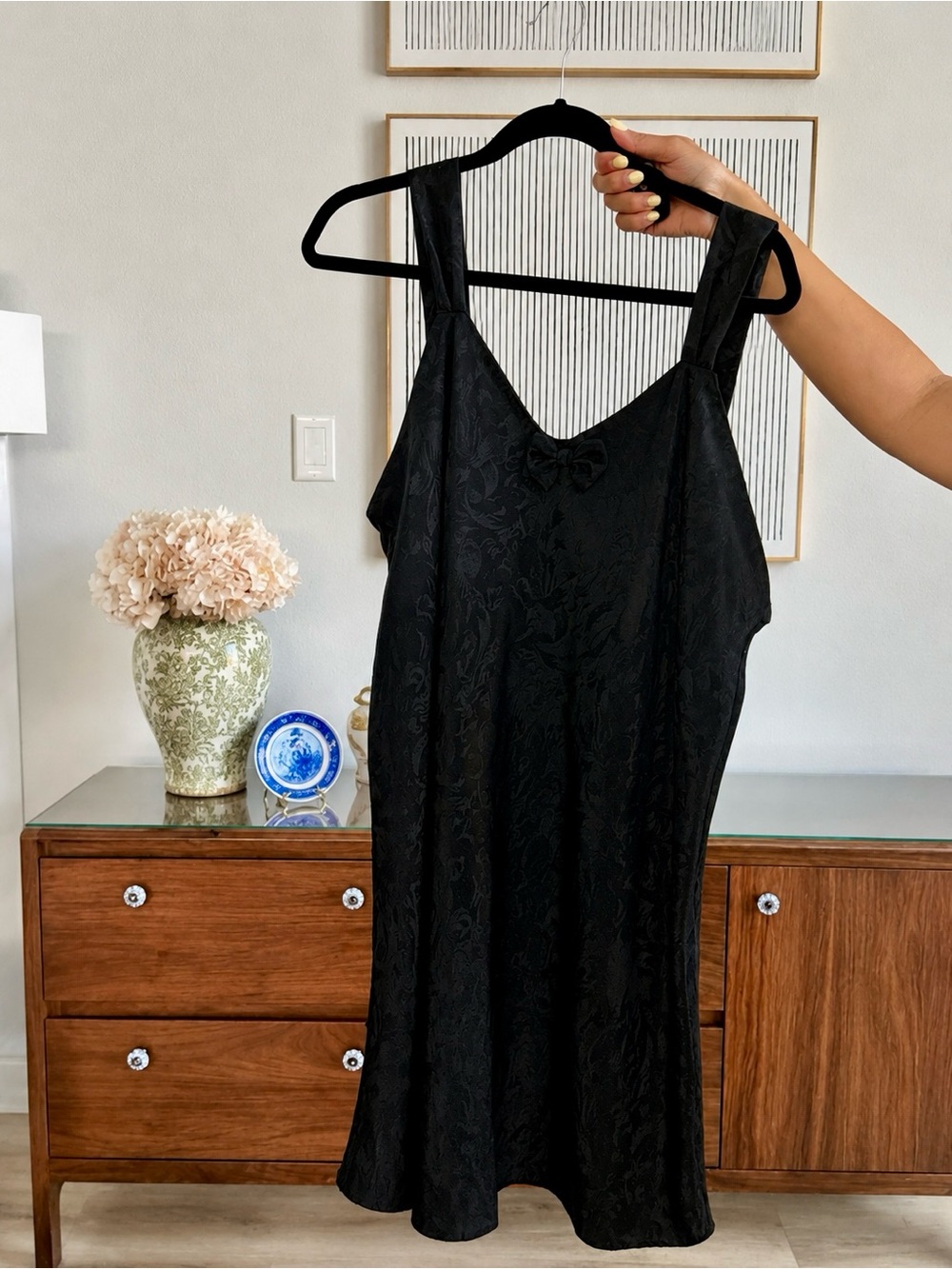 🖤 Vintage Intimate Moments Black Jacquard Slip Dress
